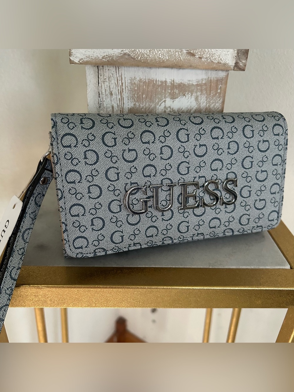 NWT GUESS Denim Monogram Wallet